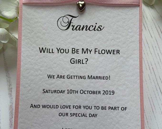 Will You Be My Flower Girl - Handmade - Colours can be changed