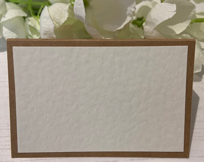 Wedding Place Cards - Write Your Own Names - Ivory or White Card Backed with Kraft Card
