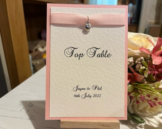 Table Number Cards - Charmed Collection - Double Sided - Pink (Other colours available)