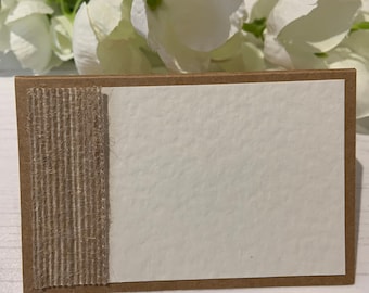 Wedding Place Cards For You to Write Your Guest Names - Rustic Hessian Ribbon - Backed with Kraft Card