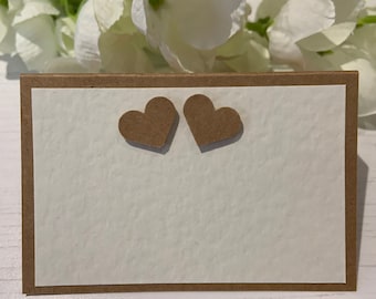 Blank Place Cards - Rustic Collection with Hearts - Wedding, Buffet, Party Celebration