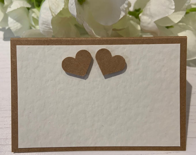 Blank Place Cards - Rustic Collection with Hearts - Wedding, Buffet, Party Celebration