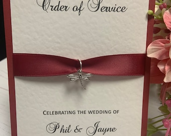 Order of Service - Dragonfly Charm Design - Personalised