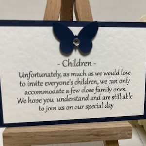 Trouwadvieskaarten - Alleen familiekinderen - Navy Butterfly