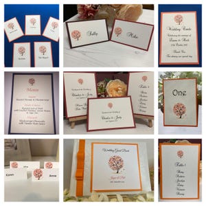 Extraits de mariage arbre d'automne - noms de lieux/plans de salle/panneaux de bienvenue/menu/livre d'or/cartes du souvenir/chevalet