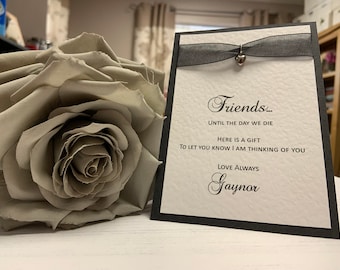 Gothic Gift Card - Friends Until the Day we Die - Silver Heart Charm