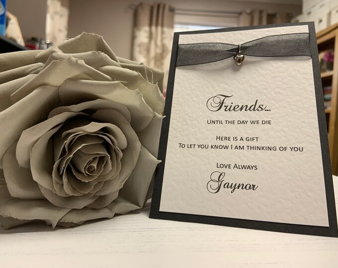 Gothic Gift Card - Friends Until the Day we Die - Silver Heart Charm