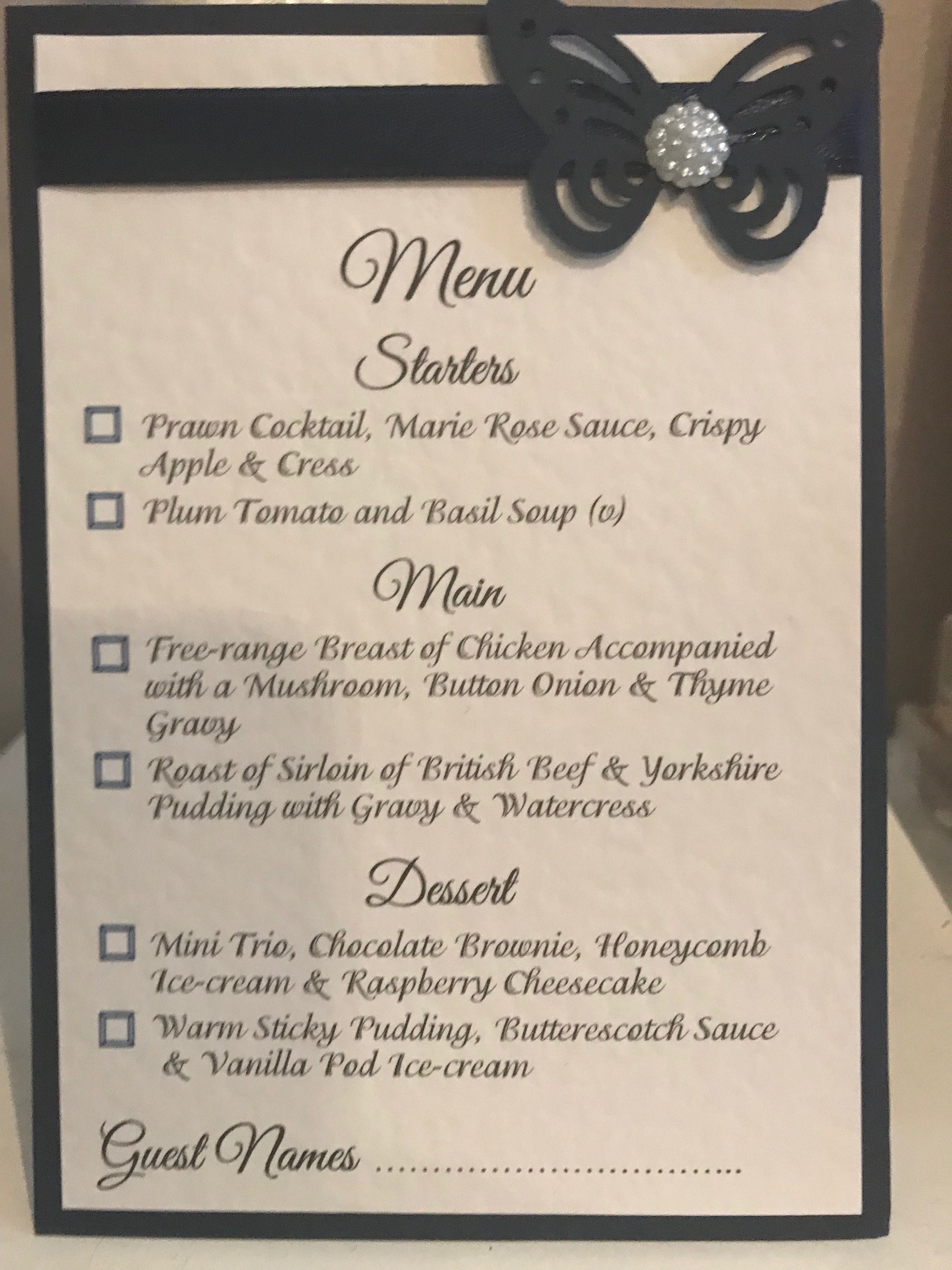 Wedding Menu Choice Template