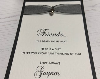 Gothic Gift Card - Friends Till Death Do Us Part - Silver Heart Charm
