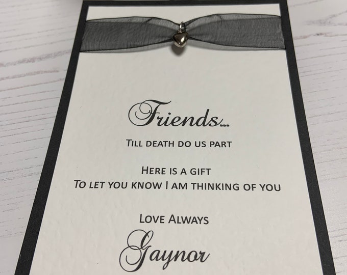 Gothic Gift Card - Friends Till Death Do Us Part - Silver Heart Charm