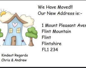 Pack of 20 Change of Address Cards with or without Envelopes - We Have Moved - Blue House Design