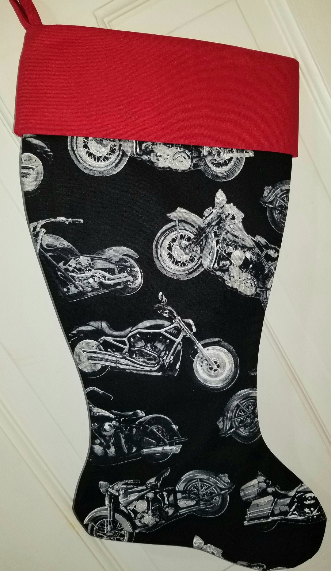 Motorcycle Christmas Stocking Etsy