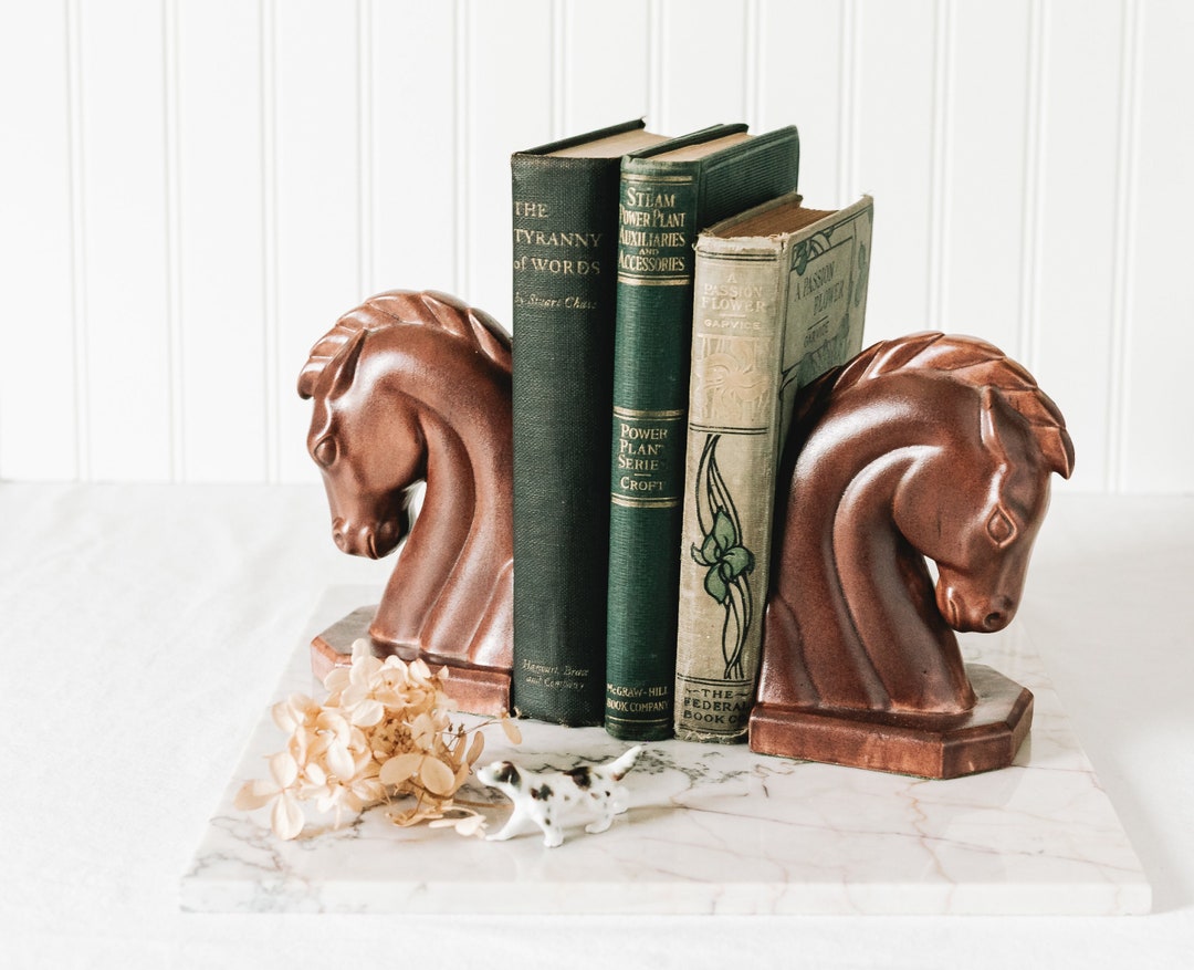 Vintage MCM Ceramic Horse Head Bookends Set of 2 Etsy