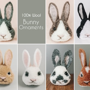Wool PomPom Bunny Ornaments |Needle felted Bunny |Felted Bunny |Needlefelted Animals |Rabbit |Soft Sculpture |Spotted Rabbit | Easter Bunny