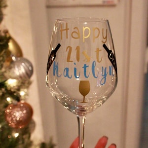Personalized 21 Birthday Wine Glass