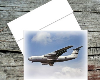 C-141A Notecards with Envelopes, Package of 6, Size 5.5" by 4.25", Blank Inside, Optional Hat or Lapel Pin