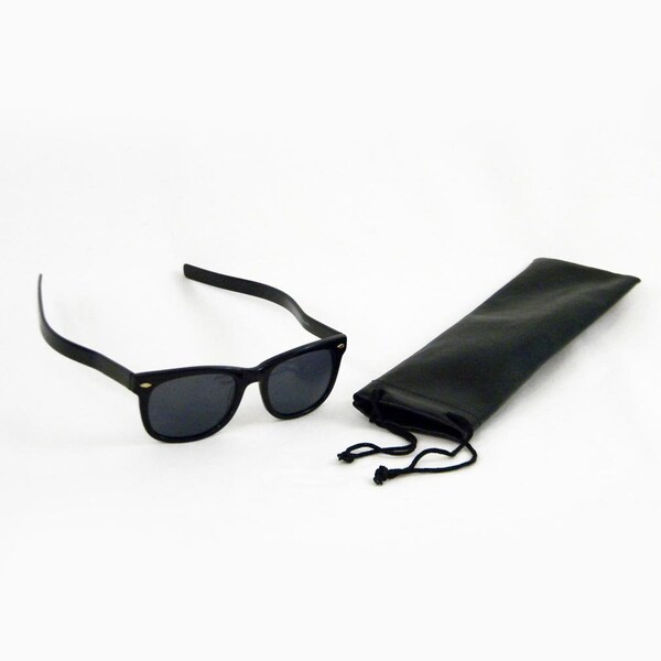 Opticpros Model A5 Long Bow Sunglasses, Black Plastic, includes Carrying Pouch