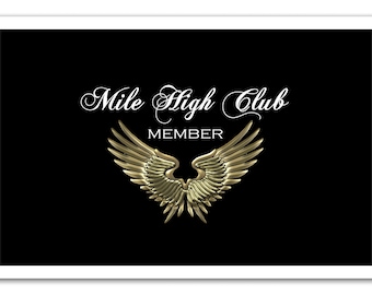 Mile High Club Membership Card, Laminated, Numbered, Optional Mile High Club Wings Hat or Lapel Pin