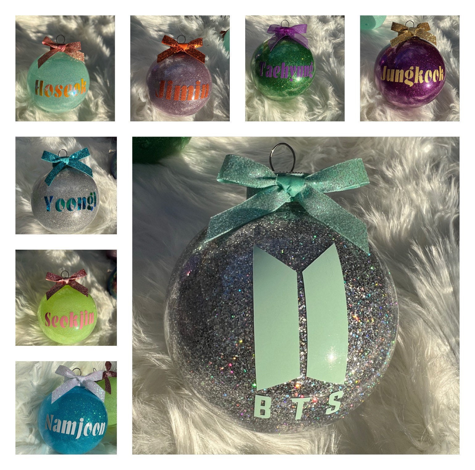 BTS Christmas Ornament, Snowy BTS Logo Ornament, Bts Floating Logo  Ornament, Bts Stocking Stuffer, Gift for BTS Army, Bts Holiday 
