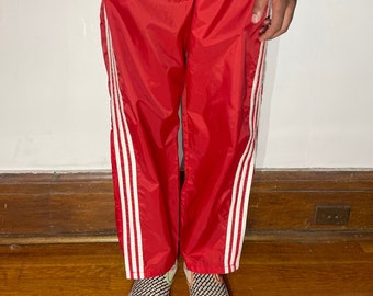 Vtg 00s Red Wind Breaker Adidas Tear Away Zipper 3 Rayures Pantalon Taille M