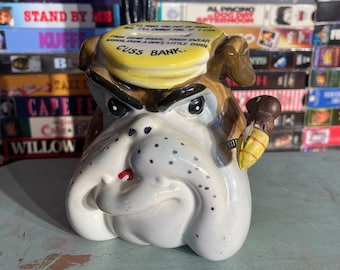 Vtg Bulldog Curse Coin Bank, Cuss Bank, 1950s Japan, Piggy Bank RARE