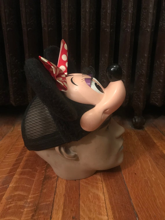 Vtg 1990's Disney Minnie Mouse Hat 3-D Face Ears … - image 3