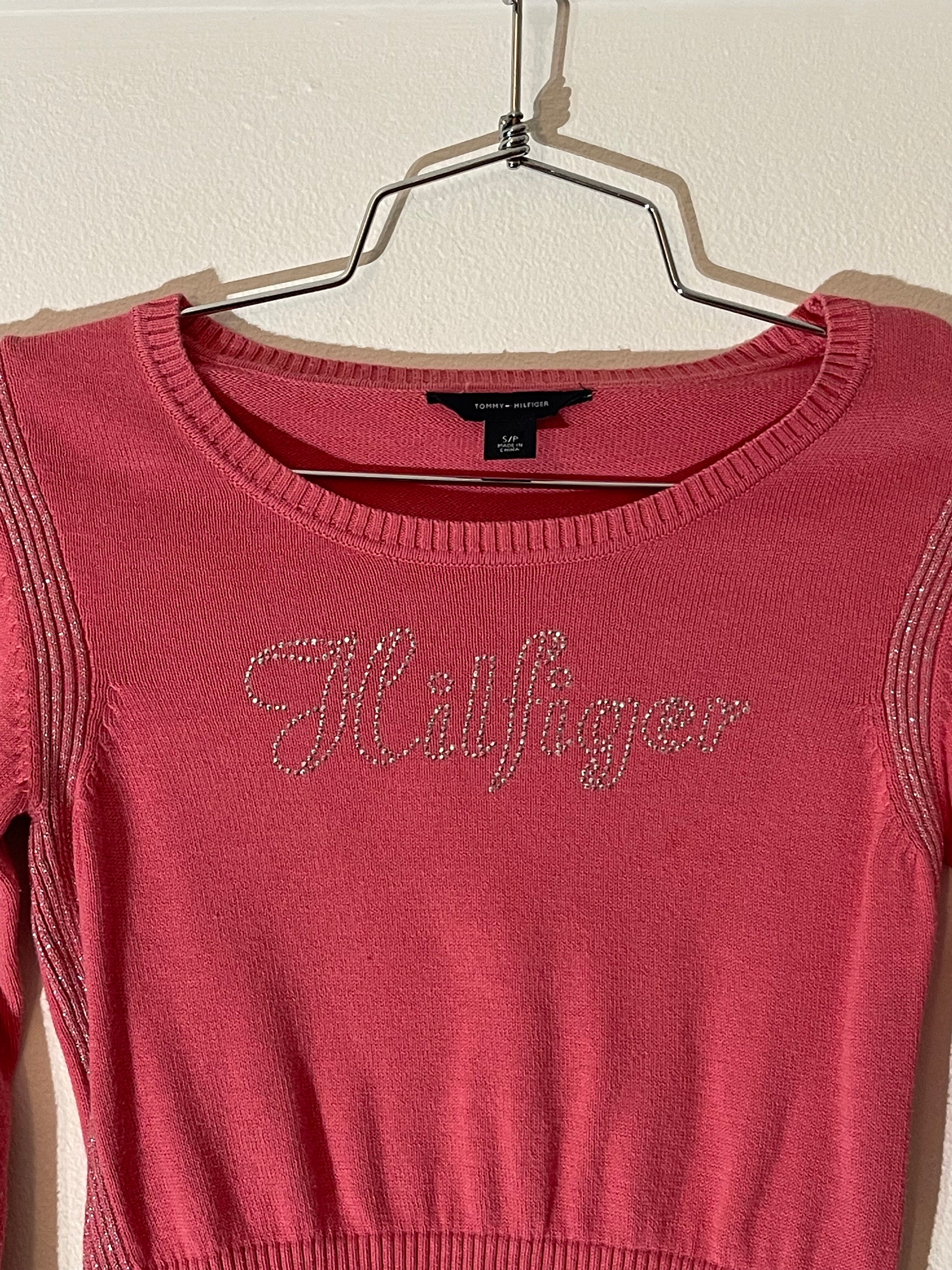 Vtg 00s Tommy Hilfiger Rhinestone Logo Pink Cropped Long - Etsy