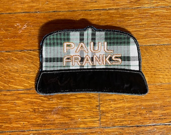 Vtg 00s Large Size Paul Frank Trucker Hat Plaid Patch