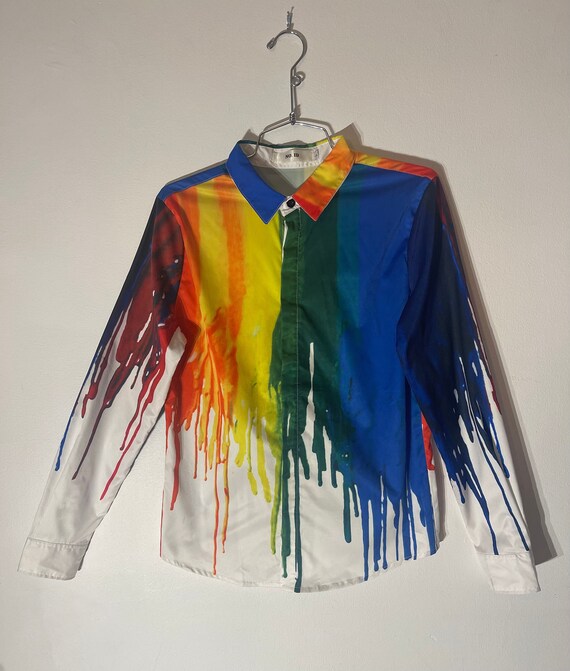 Vtg Rare NO I.D Paint Splatter Drip Shirt Size L Etsy