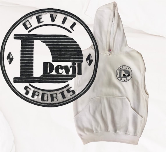 abort Dynamics diskriminerende Vtg Cut off White Devil Sport Hoodie With Devil Logo Mens - Etsy