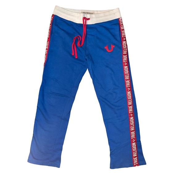 Vtg Y2k 00s True Religion Blue & Red Track Pant Sweat Pants Large Logo Mens  Medium -  Canada