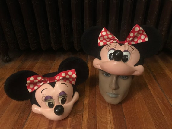 Vtg 1990's Disney Minnie Mouse Hat 3-D Face Ears … - image 1