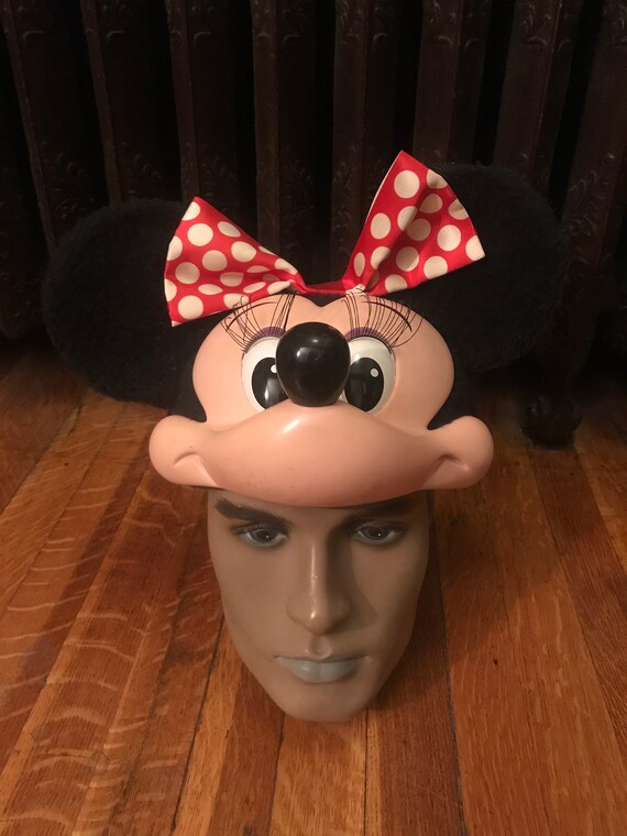 Vtg 1990's Disney Minnie Mouse Hat 3-D Face Ears … - image 2