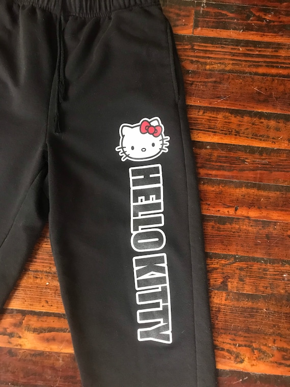 Retro Style Hello Kitty Large Logo Black Ladies Sweatpants -  Canada