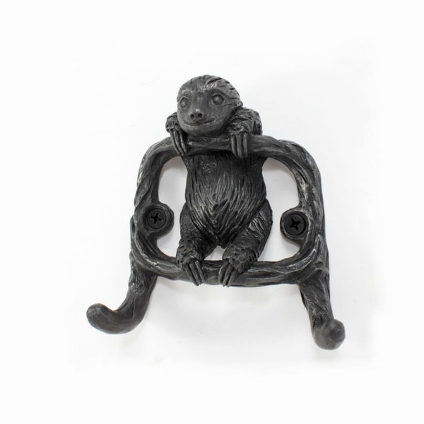 Baby Sloth Coat Hook - Cold Cast Iron - Sloth Gift - Sloth Key Hook - Animal Wall Hook