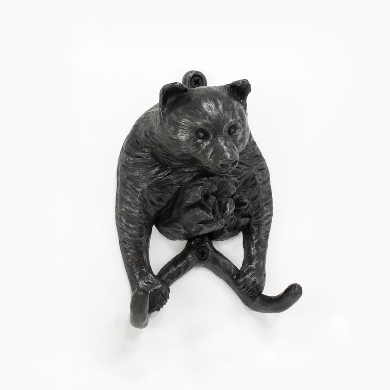 Lazy Black Bear Coat Hook Cold Cast Iron Grizzly Bear Etsy