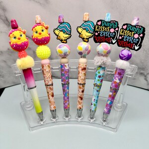 Stylos à bille - Thème de Pâques - Poussins - Perles en silicone - Perles acryliques