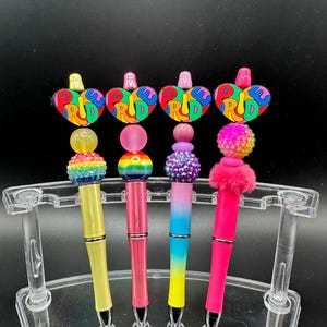 Orgullo - Bolígrafos con cuentas - Corazón - Cuentas acrílicas de silicona