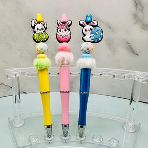 Coelho de ovo de Páscoa - Canetas de miçangas - Focais de silicone - Presentes de cesta de Páscoa