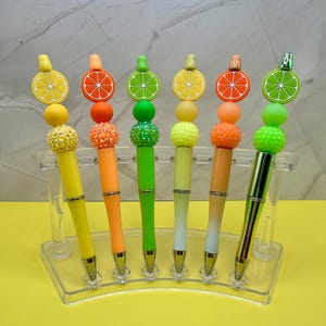 Beaded Pens - Fruit - Lemon - Orange - Lime - Silicone Beads - Acrylic Beads - Ballpoint Pens