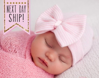 Pink Baby girl Clothes Infant girl clothes Preemie Baby hospital Hat Newborn Preemie hat with bow Baby Girl Outfit Preemie Infant