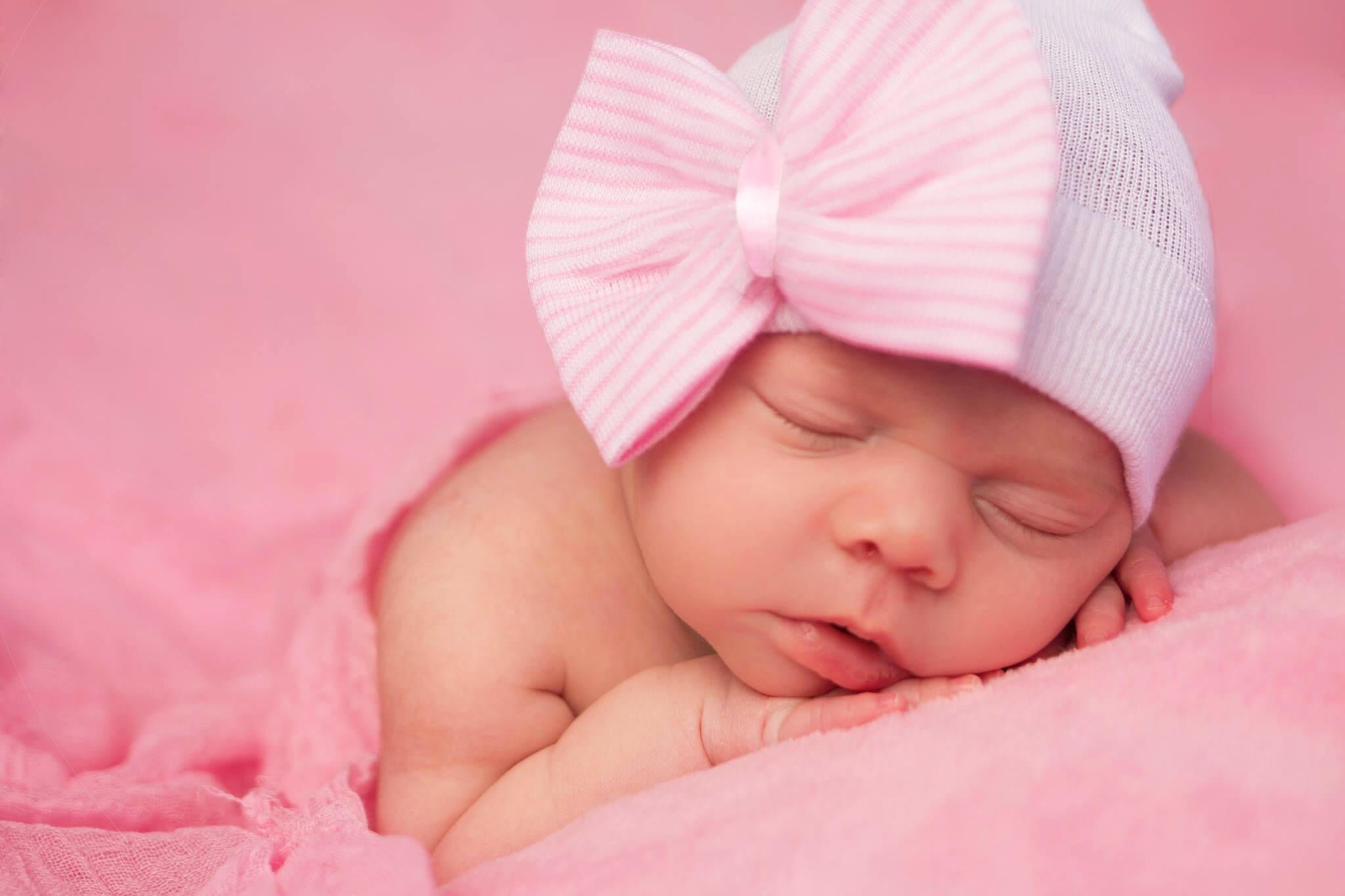 Hospital Newborn Hat Newborn Baby Girl Beanie With Bow Pink Etsy