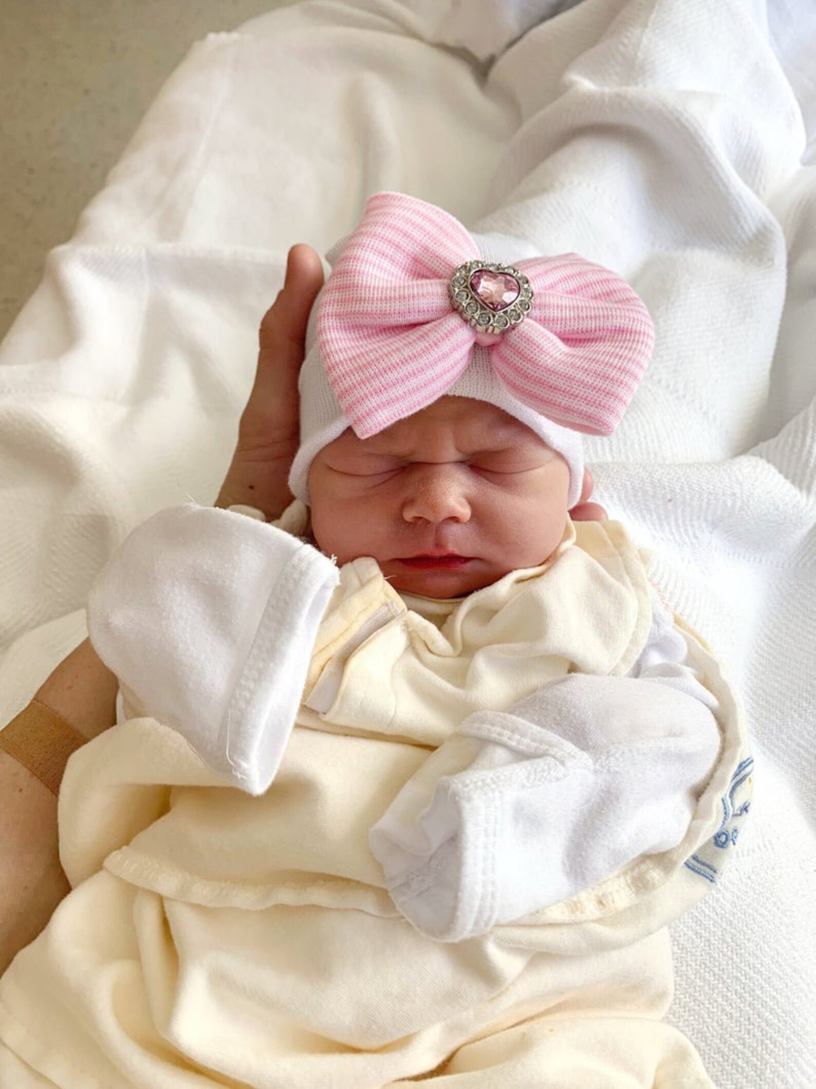 Newborn Hospital Hat Bow Baby Girl Hospital Hat Beanie with Etsy