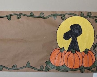Halloween Linus and Snoopy Banner, Party Banner, Hand Painted, Kraft Paper, Personalized