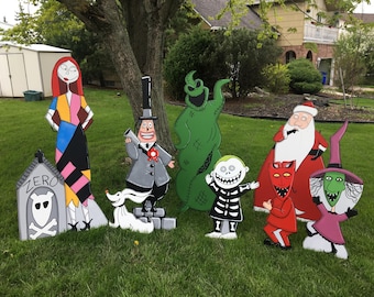 hand painted nightmare before christmas yard art set of ten characters - Nightmare Before Christmas Lawn Decorations hand painted nightmare before christmas yard art set of ten characters - Nightmare Before Christmas Lawn Decorations