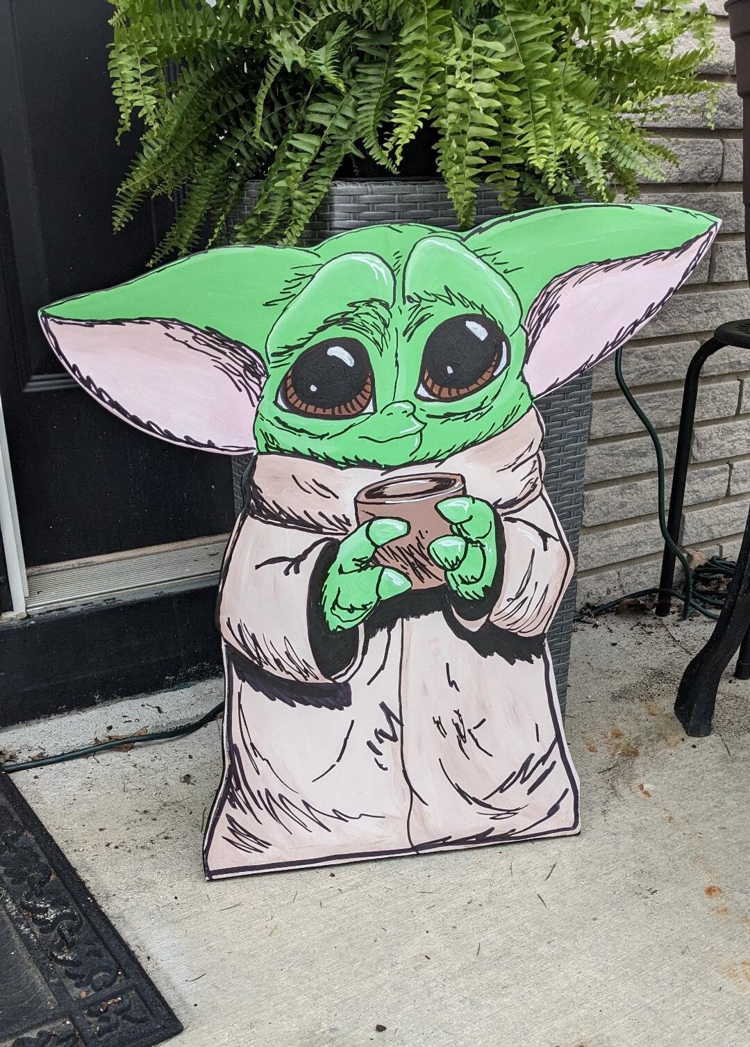 Ready to Ship Hand Painted Baby Yoda Yard Art Etsy