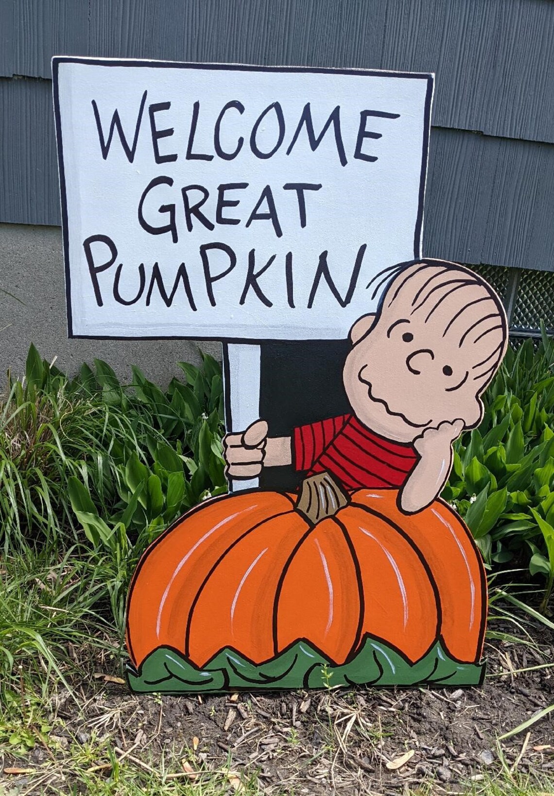 Hand Painted Set of 3 Peanuts Halloween Yard Art Etsy