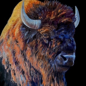 Druk giclee z bawołem: Tatonka Spirit, edycja limitowana, sztuka dzikiej przyrody z Południowego Zachodu