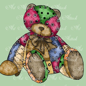 Quilted Cuties Series, Bear Digital Stamp