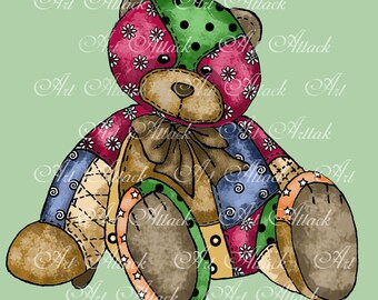 Digital Bear Stamp, Quilted Cuties Series,